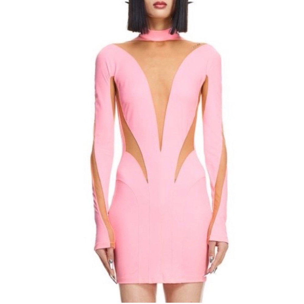Mugler x H&M Spiral Mesh Mini Dress